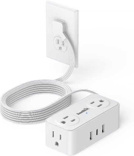 6.5Ft Power Strip with Surge Protector 4 Outlets 3 USB Ports