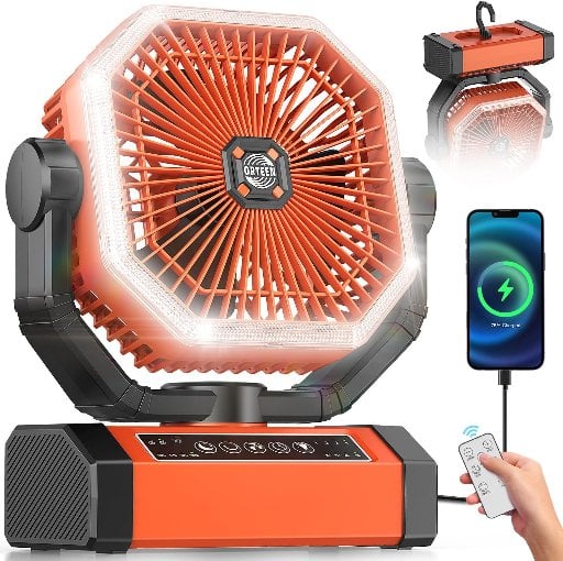 Battery Powered 9-Inch 24000mAh Camping Fan
