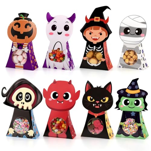 woric Halloween Party Favor Treat Boxes 24-Pack (8 Designs)