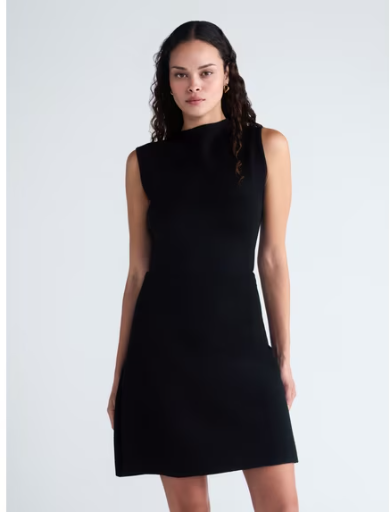 Scoop Women's Sleeveless Mock Neck Mini Dress, Sizes 1X-4X, Black Soot Deal