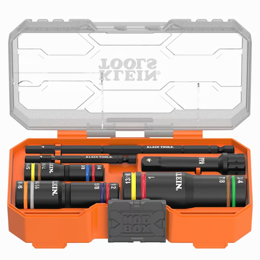 Klein Tools KNECT Quad-12 Heavy-Duty Impact Flip Sockets, SAE, 6-Piece