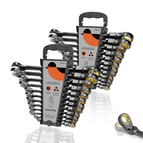 SUZUME 24-Piece 180° Flex-Head 72-Tooth Ratcheting Wrench Set w/ Organizer (Metric & SAE) Deal