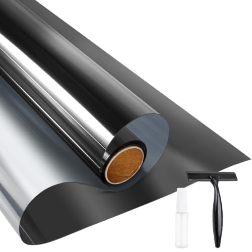 17.5" x 6.5' KESPEN One-Way Window Privacy Film Static Cling (Black/Silver)