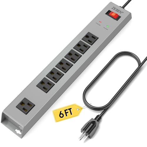 ZESEN 7-Outlet Metal Power Strip with 6-Foot Cord