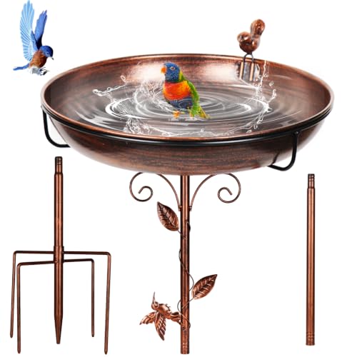 GRECOMEIN 12" Metal Bird Bath Decor Deal
