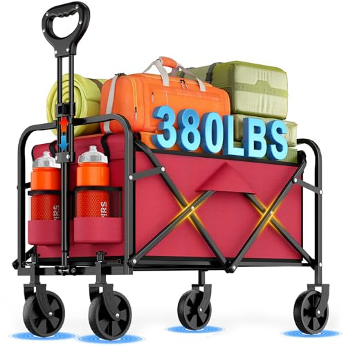 Inbrave Collapsible Wagon Cart with All-Terrain Wheels - 360 LBS Heavy Duty