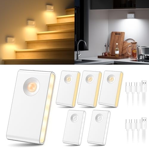 YiaMia Rechargeable Motion Sensor Stair Lights 6-Pack