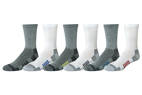 Amazon Essentials Men's Performance Cotton Cushioned Athletic Crew Socks 6-Pair