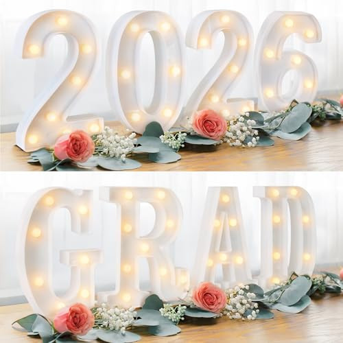 8 LED Marquee Light Up Letters 'GRAD 2026'