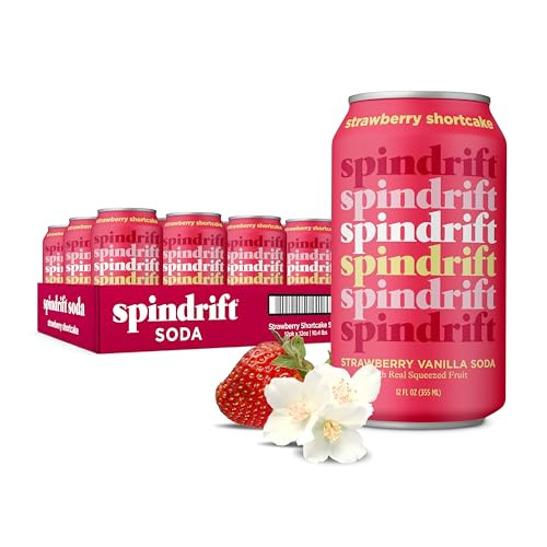12 Pack of Spindrift Soda "Strawberry Shortcake" Strawberry Vanilla Soda with Real Squeezed Fruit, 12 Fl. Oz.