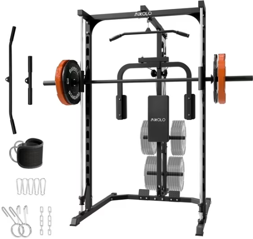 Mikolo Smith Machine Home Gym with Pec Deck and Lat Pull Down System