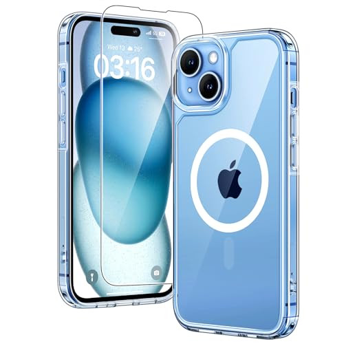 TAURI iPhone 15 Clear Case with MagSafe and Screen Protector