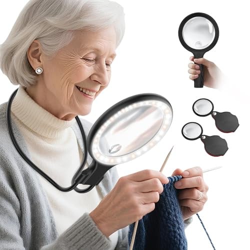 Neck Magnifying Glass with Light 5.5 Inch 5X Handheld Lighted Magnifier  Deal