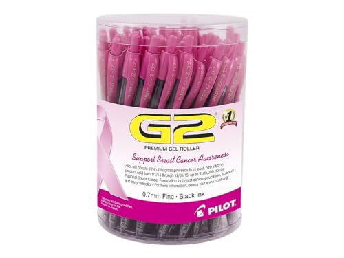 PILOT G2 Breast Cancer Awareness Collection Black Ink Pens (48-Pack Tub)