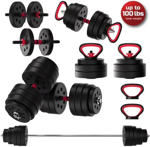 FitRx SmartBell Gym 100lbs. Adjustable Dumbbells, Kettlebells and Barbell Weight Set