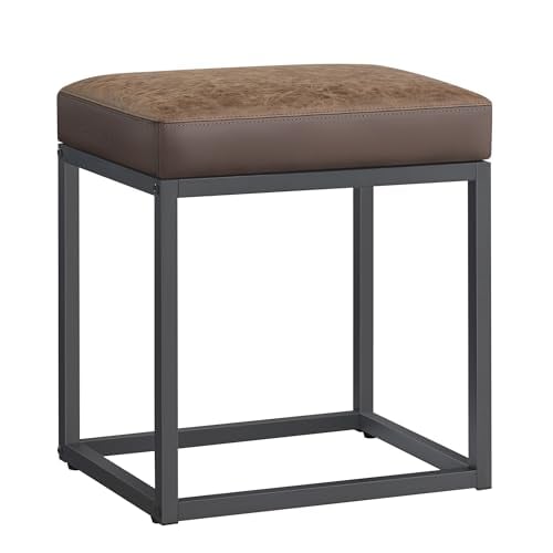 SONGMICS LUIZ Collection Rectangle Ottoman Footstool Walnut Brown Deal