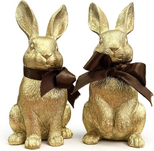 Set of 2 Gold Bunnies