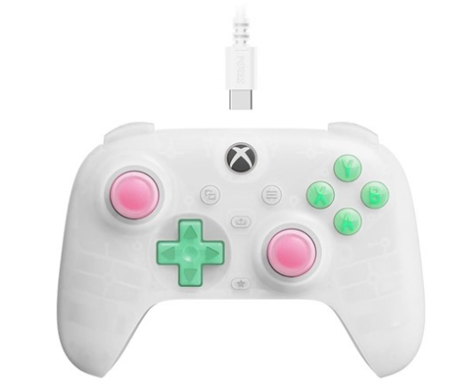 8Bitdo Ultimate Mini Wired Controller for Xbox with RGB Lighting Fire Ring, Hall Effect Joysticks and Triggers (Translucent White)