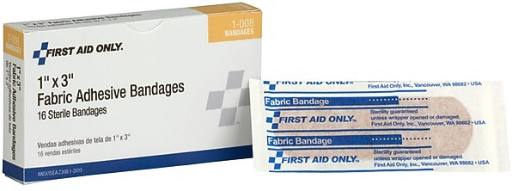 First Aid Only 1" x 3" Fabric Adhesive Bandages, 16-ct