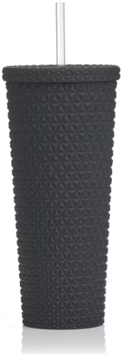 Mainstays 26oz Double Wall Plastic Textured Tumbler Rich Black