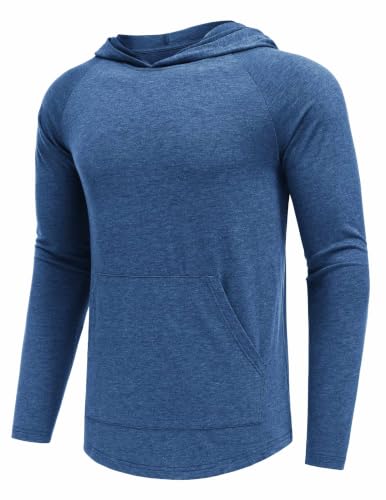 PINSPARK Men's Lightweight Workout Hoodie Sweatshirt Navy L