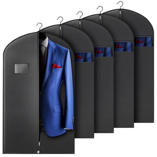 Hleelomi 40" Hanging Garment Bags 5-Pack (Black)
