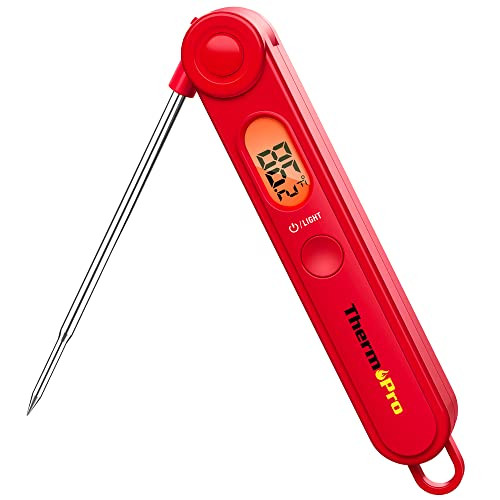 ThermoPro TP03B Digital Instant Read Meat Thermometer (Bright Red)