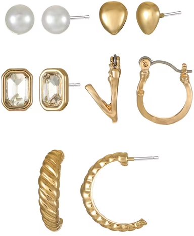 Time and Tru 5-Pair Goldtone Multi Earring Set
