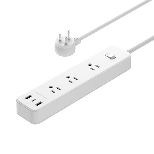 Amazon Basics Rectangle Power Strip (3 AC, 2 USB-A, 1 USB-C)