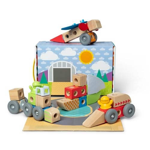 Melissa & Doug Blockables 54-Piece Connectable Wooden Building Blocks Play Set Toy Deal