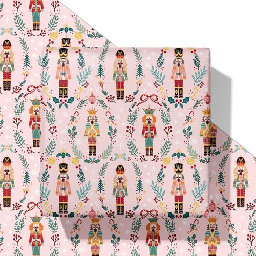 SaringSwoon Pink Nutcracker Christmas Wrapping Paper