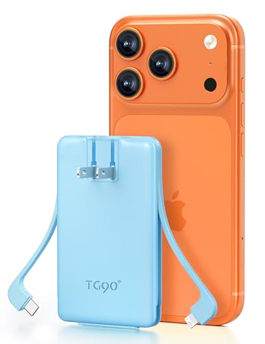 TG90 5000mAh Slim Portable Charger w/ Built-In AC Wall Plug & Cables Deal