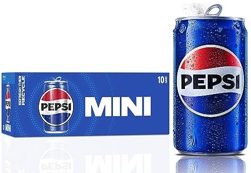Pepsi Cola Soda Pop, 7.5oz Mini Cans (10 Pack)
