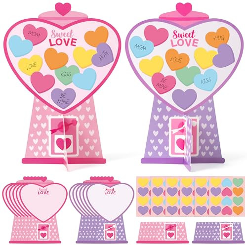 24-Piece DIY Valentines Heart Bubble Gum Machine