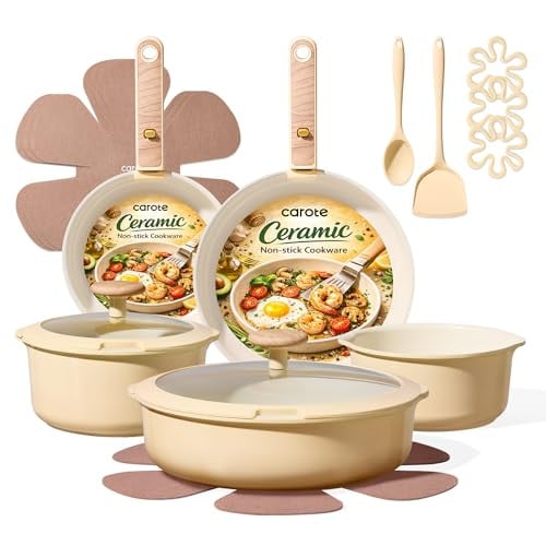 CAROTE 18 Pcs Ceramic Cookware Set Deal