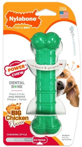 Nylabone Power Chew Textured Dental Chew Toy, Chicken Flavor, Medium 1-Count