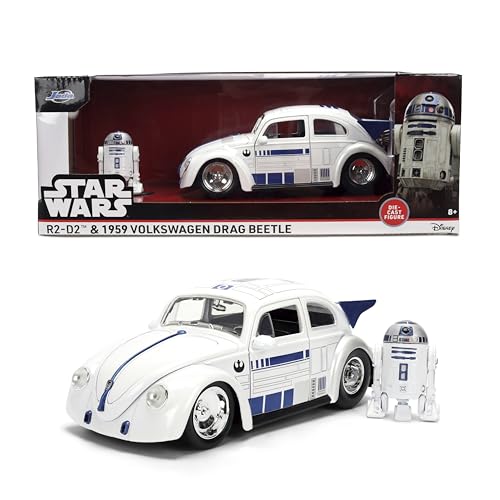 Jada Toys 1959 R2-D2 Volkswagen Drag Beetle 1/24 Diecast Model Car w/ R2-D2 Figure Deal