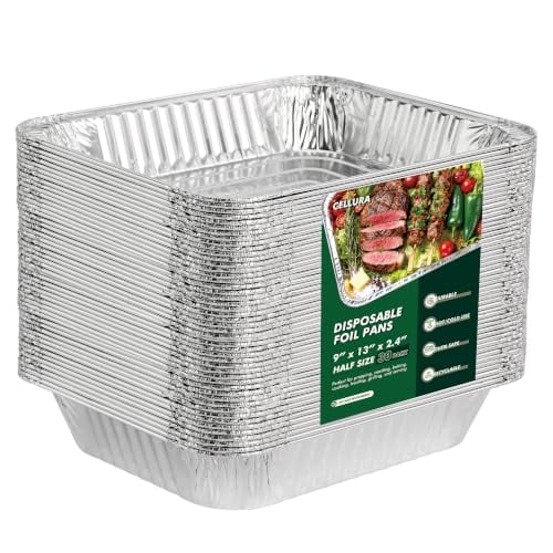9x13 Aluminum Foil Pans, 30 Pack Disposable Baking Pans for Roasting