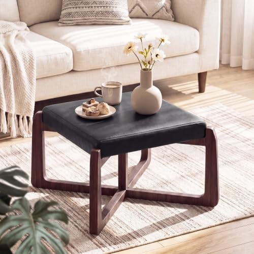 Faux Leather Square Coffee Table Ottoman Deal