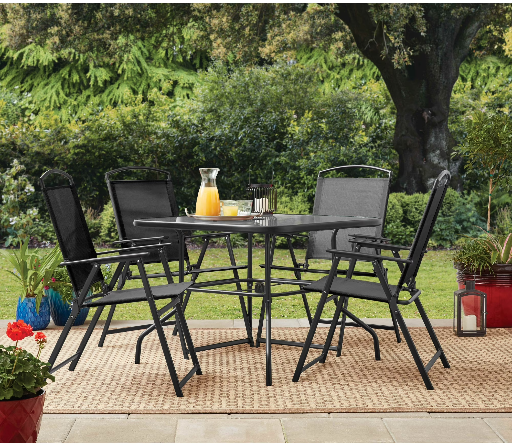 Mainstays Albany Lane 5-Piece Steel Outdoor Patio Dining Set (Black)