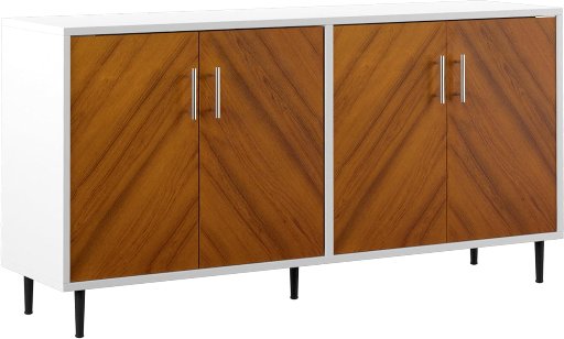 Walker Edison Fehr Modern 58" 4 Door Bookmatch Buffet (White)