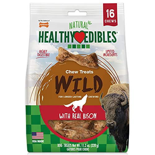 Nylabone Healthy Edibles Wild Natural Dog Chew Treats Bison Flavor 2 x 16-Count