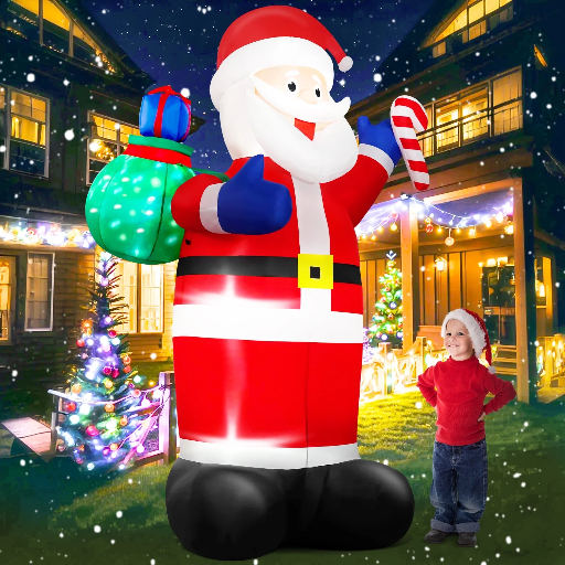 Yexmas 8FT Christmas Inflatable Santa Claus with Gifts Bag and LED Lights