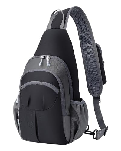 Agptek Sling Bag Crossbody Daypack w/ Water Bottle Holder (Grey)