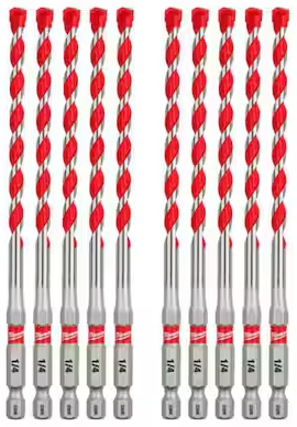 Milwaukee 1/4" SHOCKWAVE Carbide Hammer Drill Bits 10-Pack