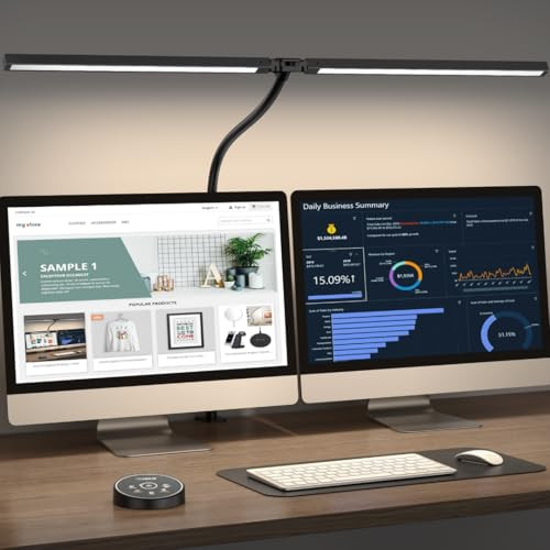 Pzloz Smart LED Gooseneck Desk Lamp w/ Clamp & Remote (Black)