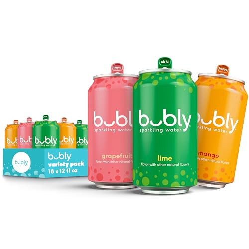 bubly Sparkling Water Tropical Thrill 3 Flavor Variety Pack (18-Pack)