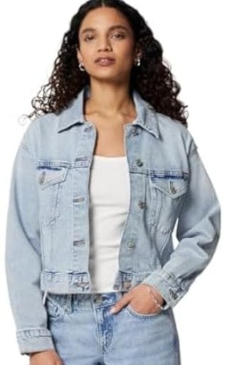 Amazon Essentials Women's Relaxed-Fit Cropped Denim Jacket Deal