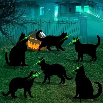 Black Plastic Cat Halloween Decorations 6-Pack Deal