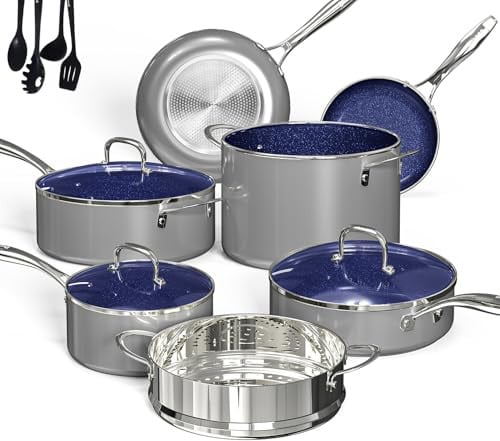 14-Piece DUXANO Nonstick Ceramic Cookware Set w/ Glass Lids & Utensils Deal